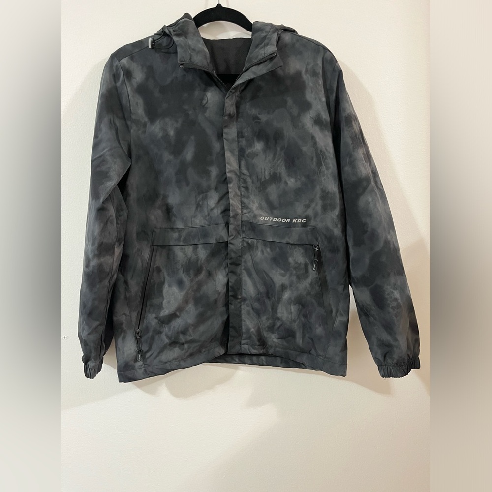 Manfinity Men Tie Dye Letter Graphic Zipper Hooded Jacket